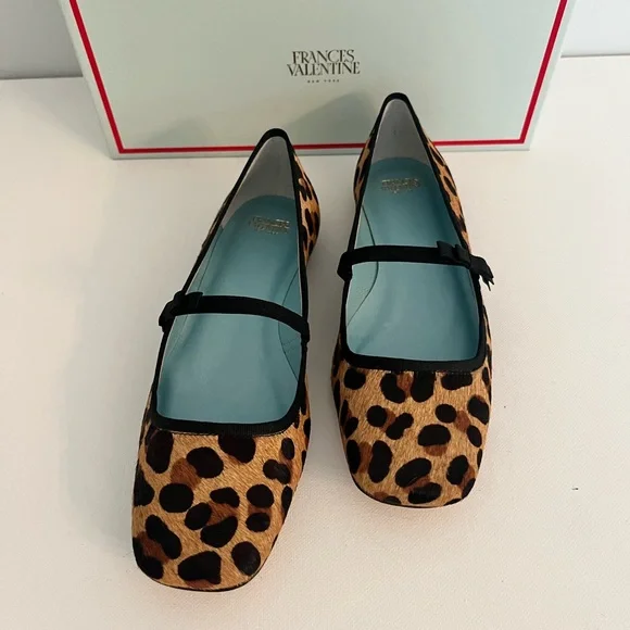 Frances Valentine Animal Print Flats with Black Trim - Picture 2 of 14